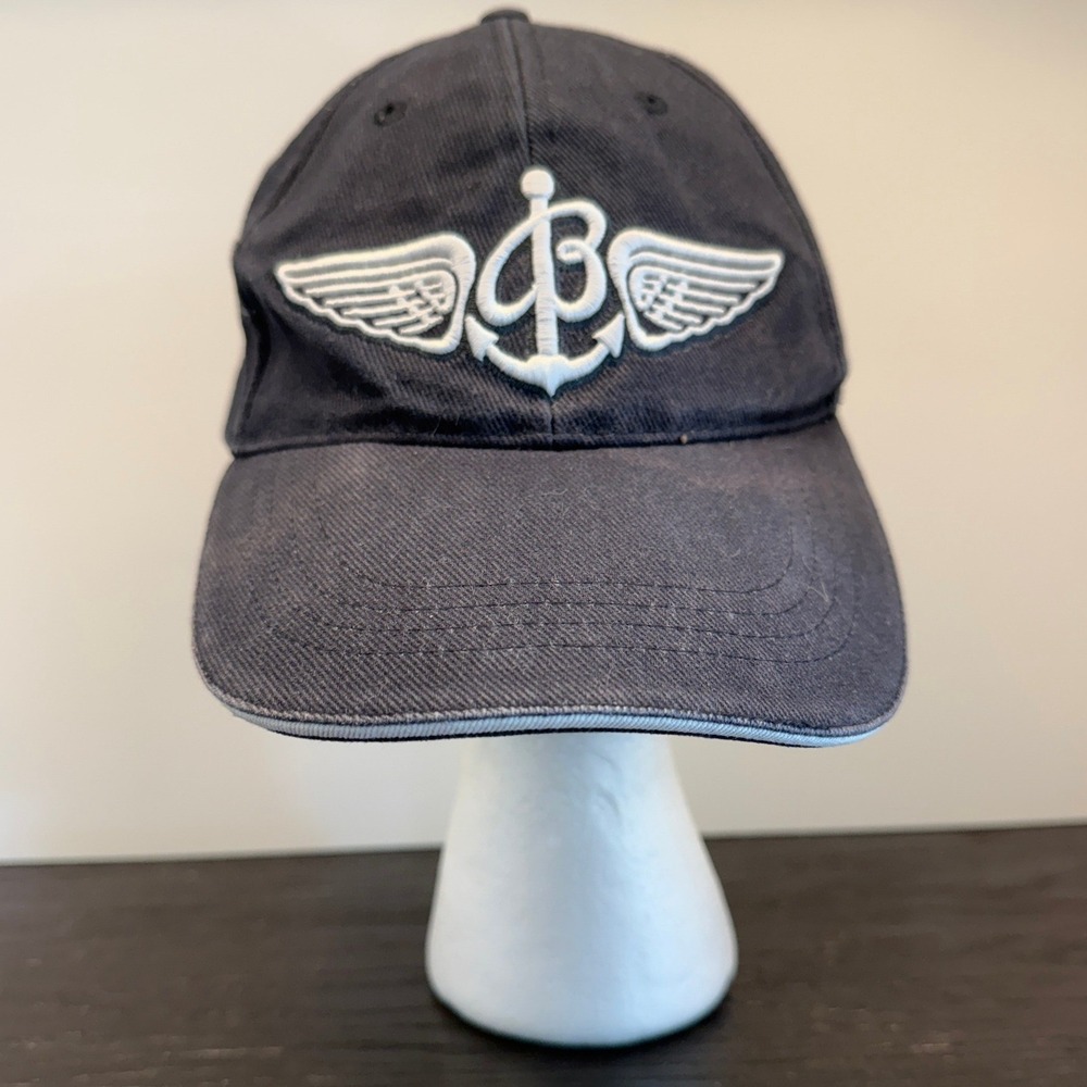 Breitling Navy Blue Winged Anchor Logo Baseball Cap Adjustable Hat Mens